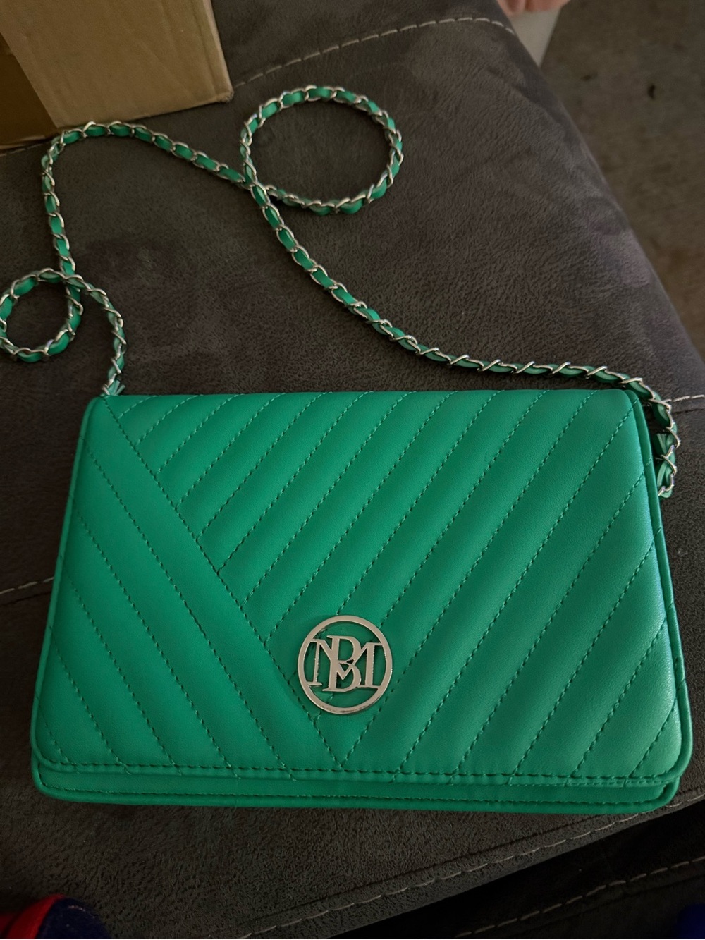 Badgley Mischka Emerald Quilted Crossbody with Chain Strap